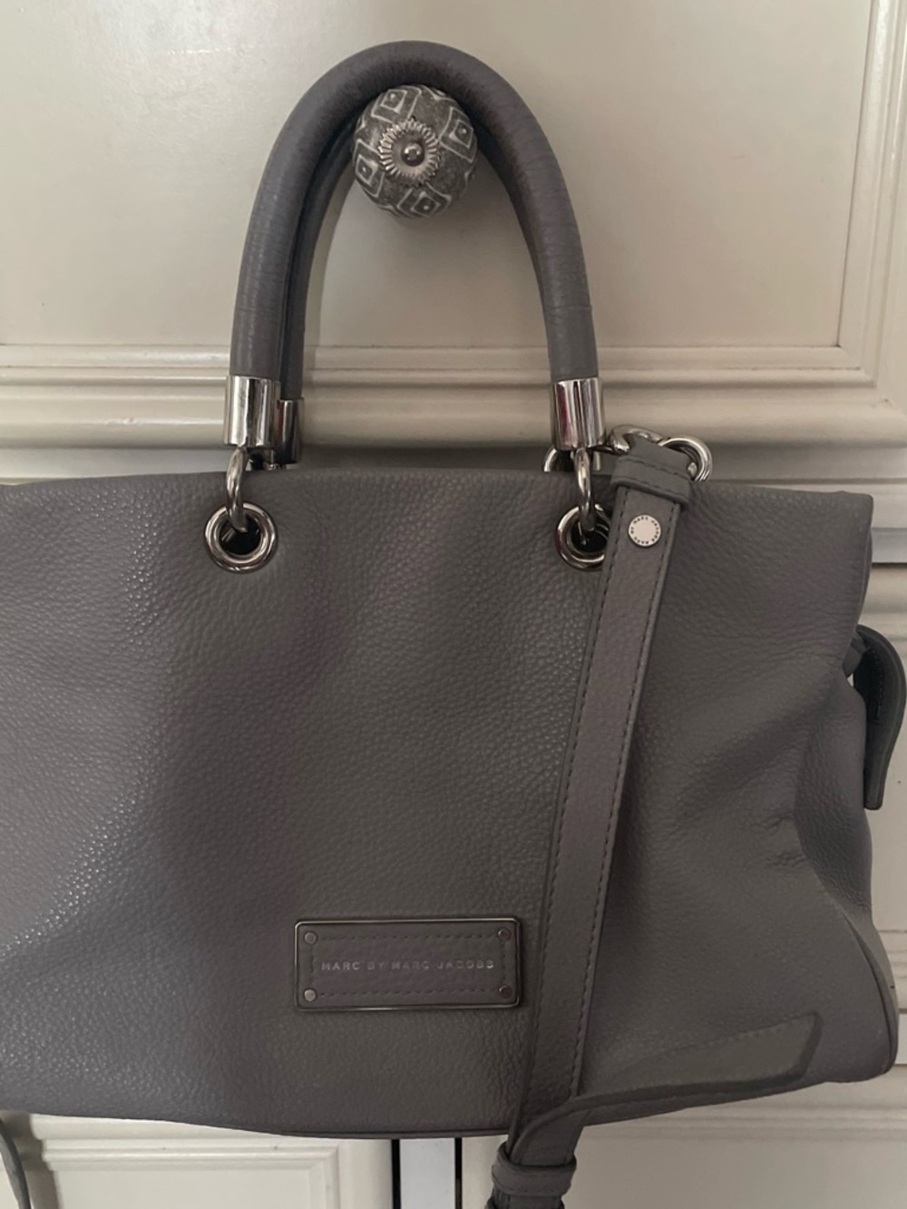 Marc by Marc Jacobs Gray Pebbled Leather Satchel
